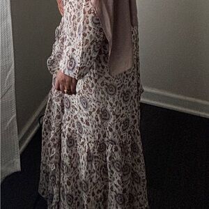 Lucky Brand Cream and Brown Floral Dress